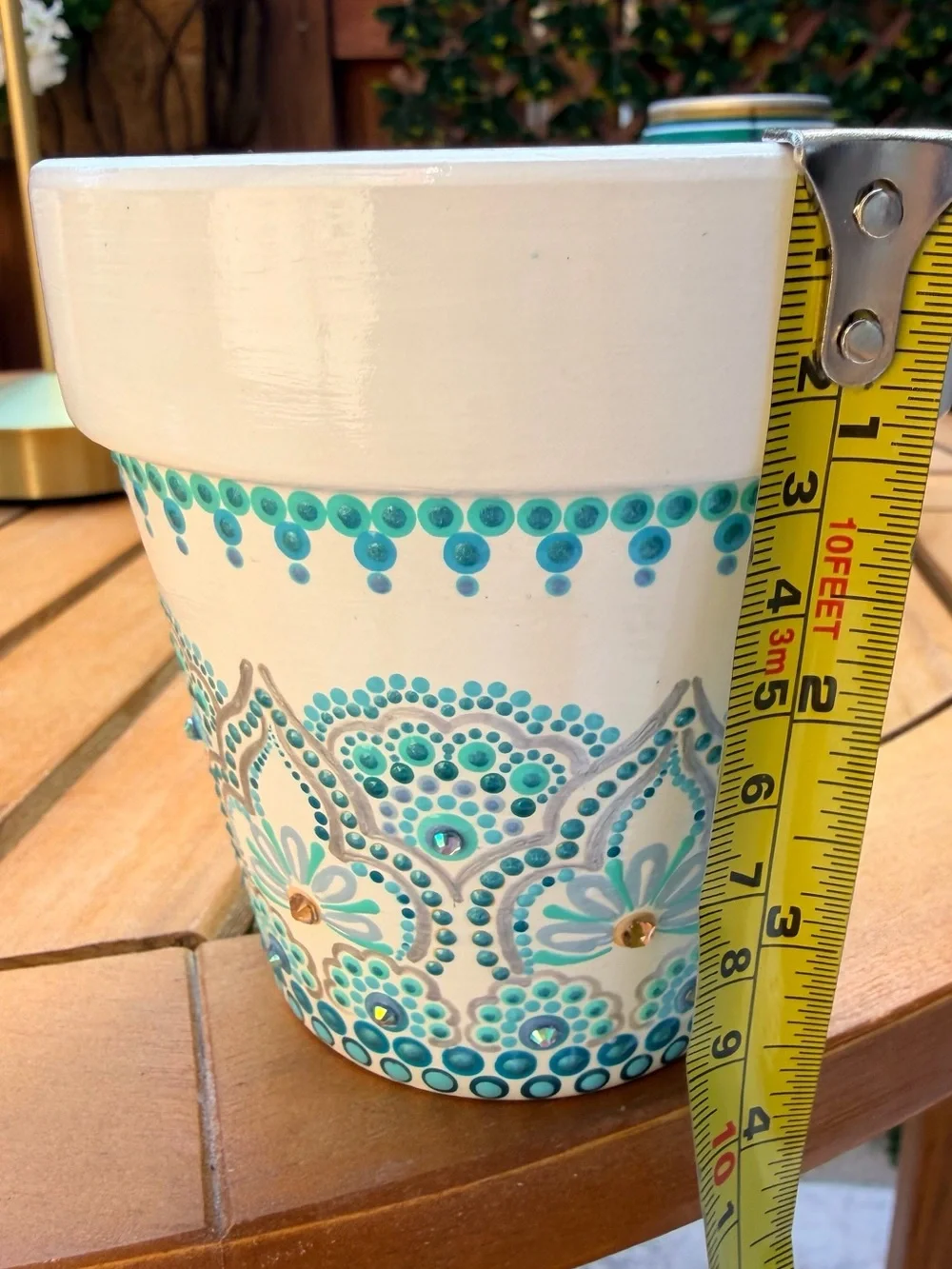 Hand Painted Dot Mandala Clay Pot 4